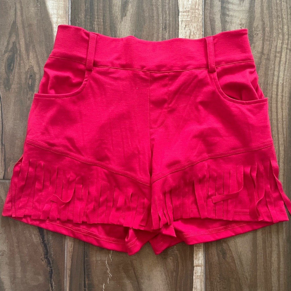 Womens red fringe southern shorts size S